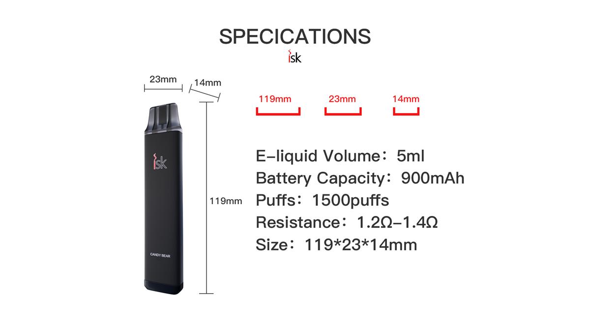 ISK041 POD Descartável 1500 Puffs Retângulo vape pen